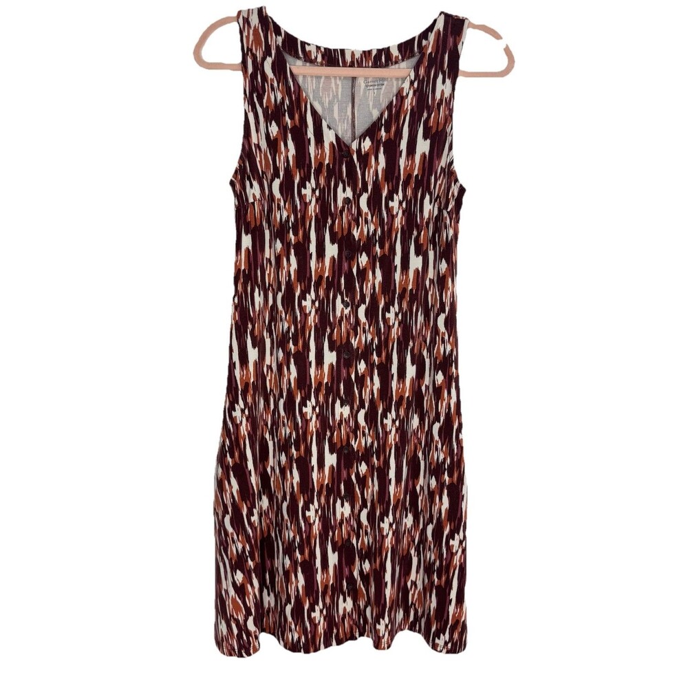 Garnet Hill Tencel tank dress relaxed fit sleeveless V neck Pockets Swing S